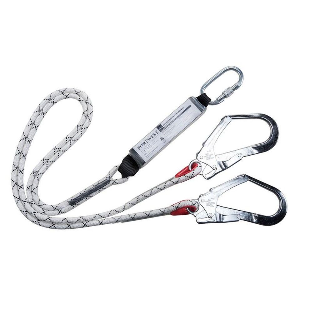 Portwest Kernmantle Shock Absorber Double Lanyard / White